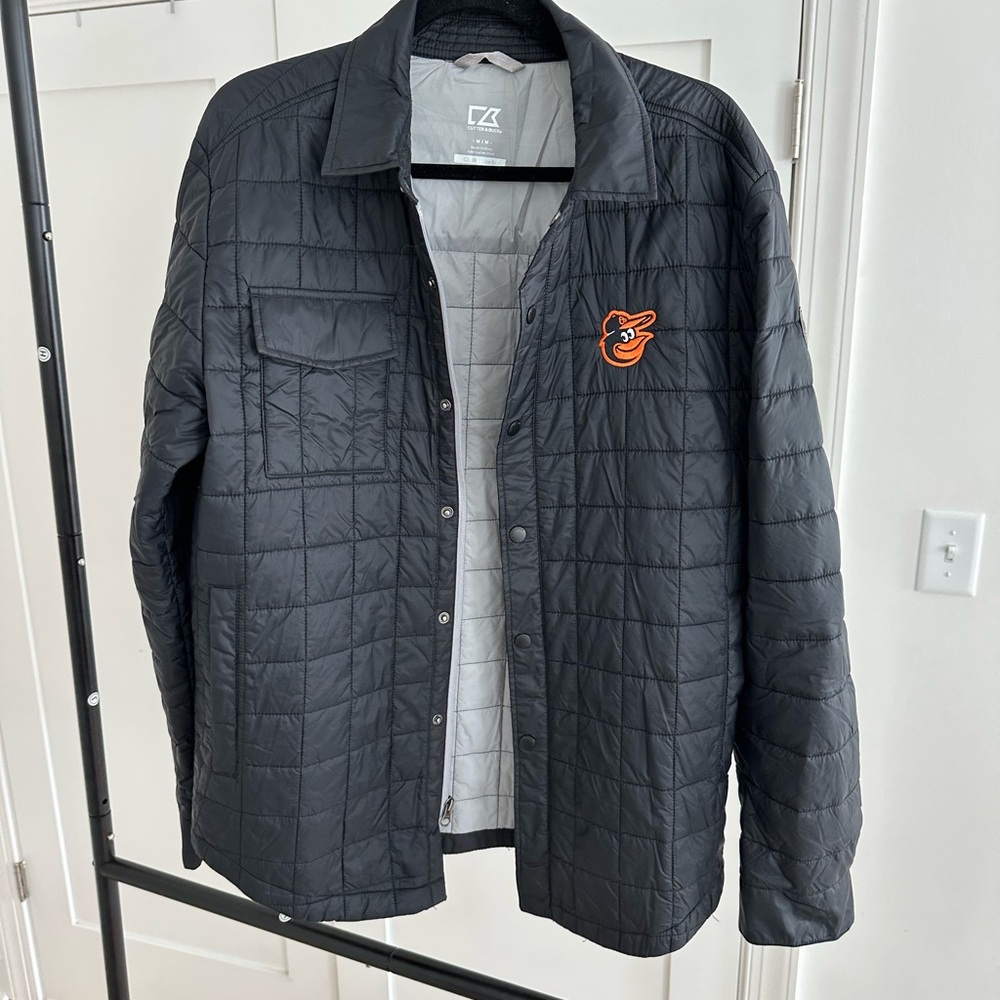 Cutter & Buck Black Lightweight Shirt Jacket - Baltimore Orioles